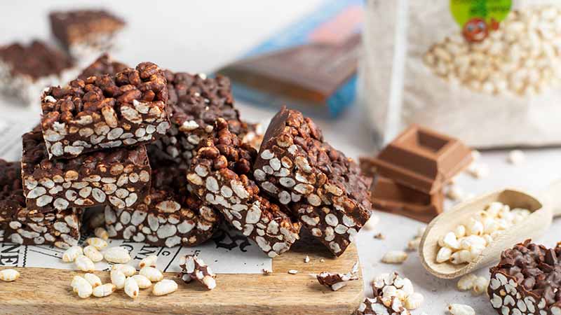 Barrette cioccolato al latte e riso soffiato