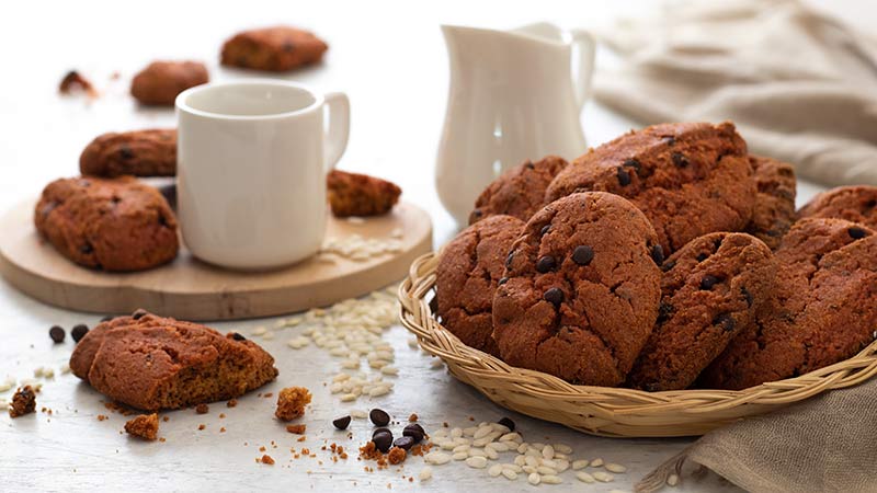 Biscotti al cioccolato con farina di riso