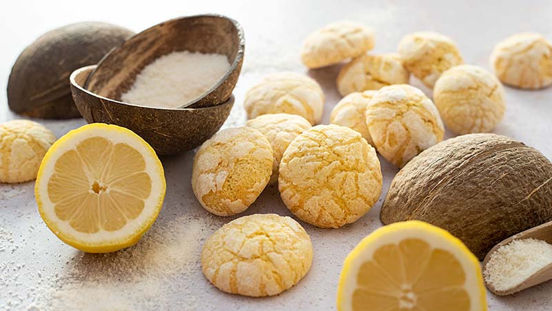 Biscotti crinkle limone e cocco