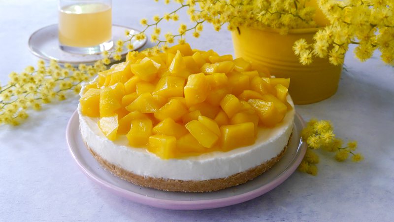 Cheesecake mimosa al mango