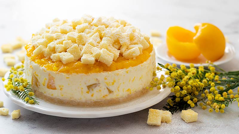 Cheesecake mimosa alle pesche