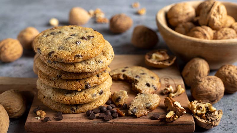 Cookies cioccolato e noci senza burro