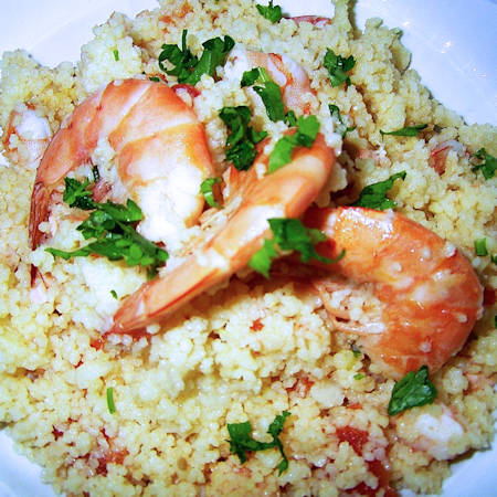 Cous cous gamberi e funghi