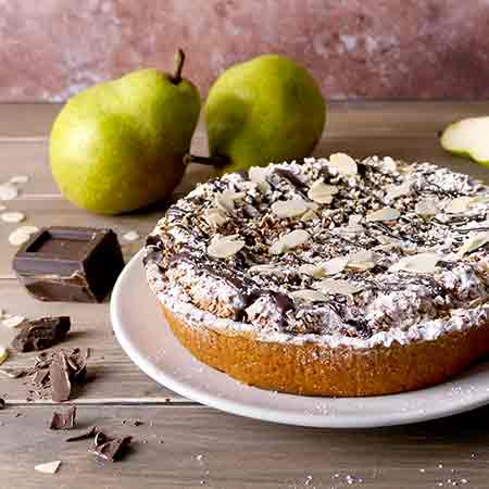 Crostata cioccolato, pere e mandorle