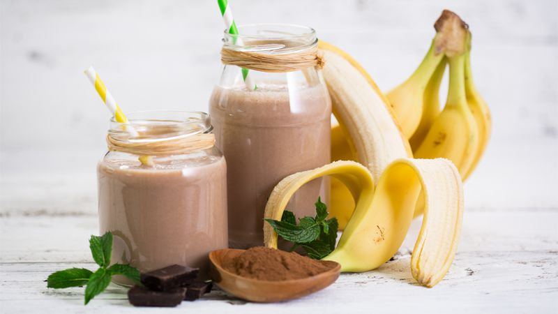 Frullato banana e mandorle proteico