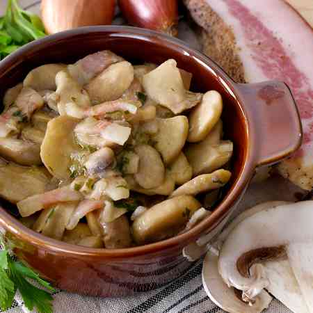 Funghi trifolati con guanciale