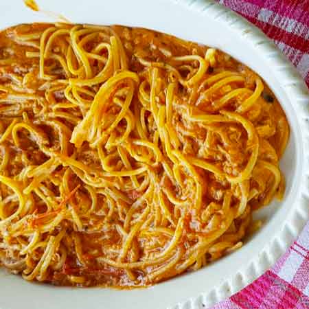 Linguine al tonno, pomodorini e basilico