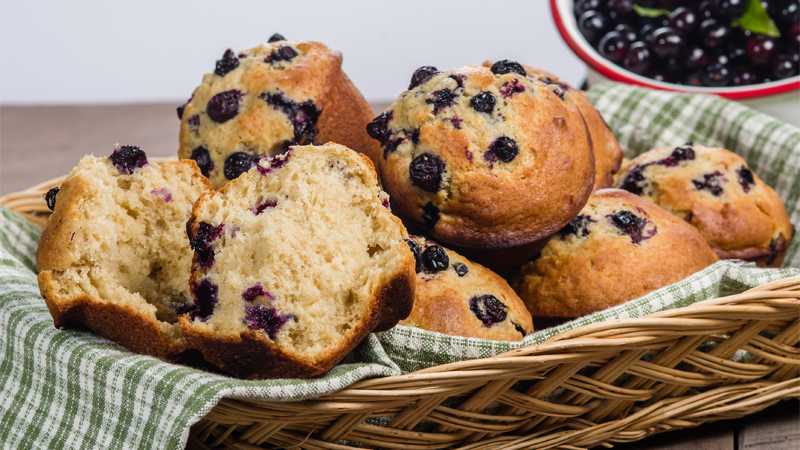 Muffin ai mirtilli con zucchero muscovado