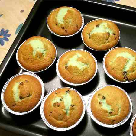 Muffin alla menta e gocce di cioccolato