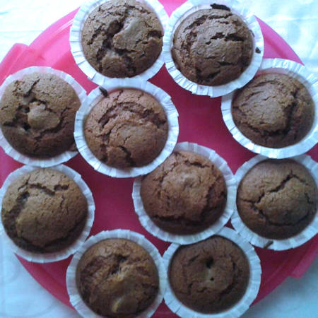 Muffin carote e noci con cuore di mela