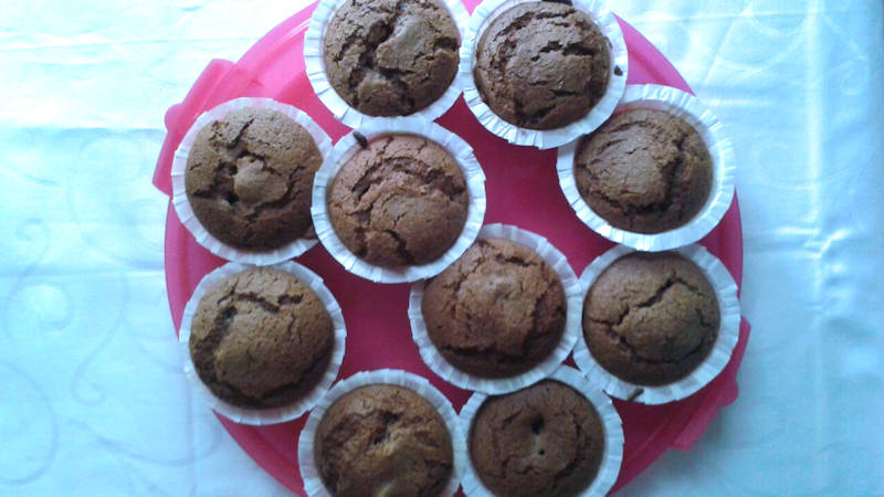 Muffin carote e noci con cuore di mela