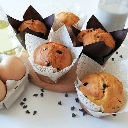 Muffin con gocce di cioccolato senza burro