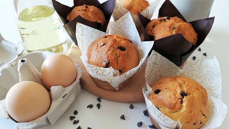 Muffin con gocce di cioccolato senza burro