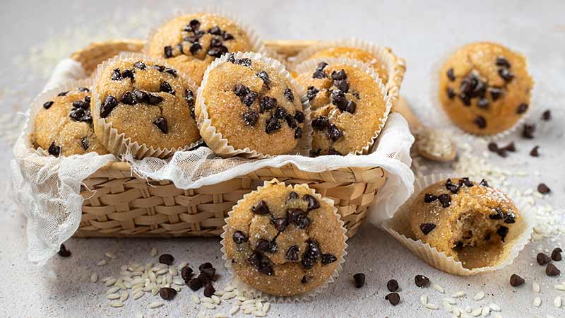 Muffin con gocce di cioccolato senza glutine