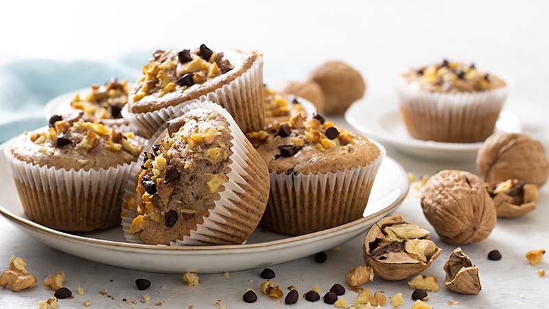 Muffin noci e gocce di cioccolato