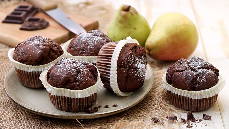 Muffin pere e cioccolato