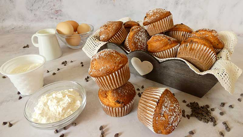 Muffin ricotta e gocce di cioccolato