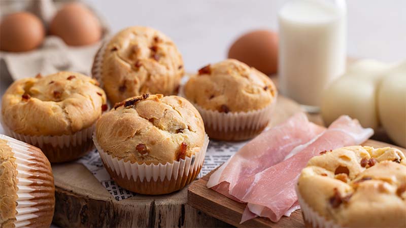 Muffin salati prosciutto e provola