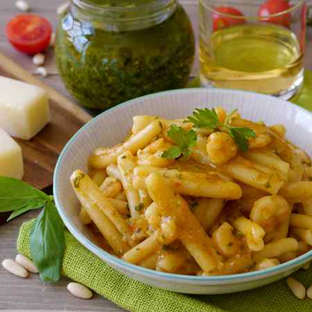 Pasta risottata pesto e gamberetti