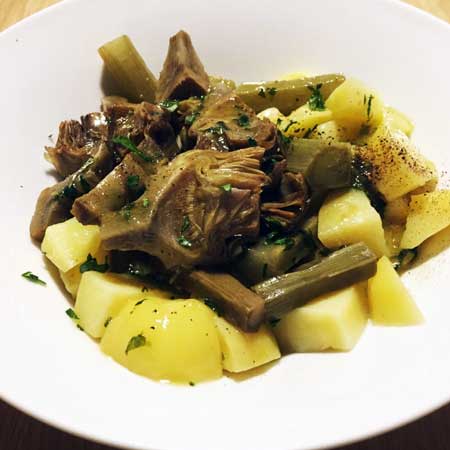 Patate e carciofi al verde