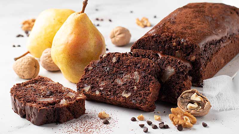 Plumcake al cioccolato pere e noci