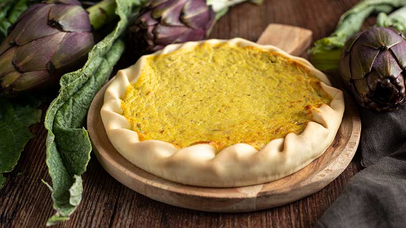 Quiche carciofi e funghi con provola