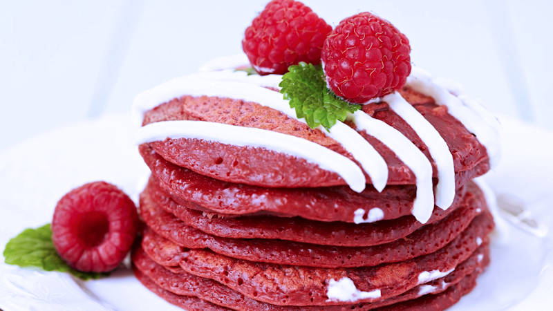 Red velvet pancake