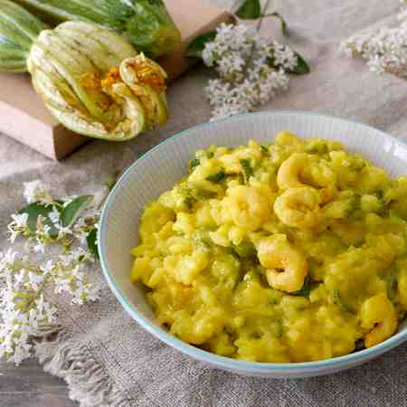 Riso zucchine e gamberetti