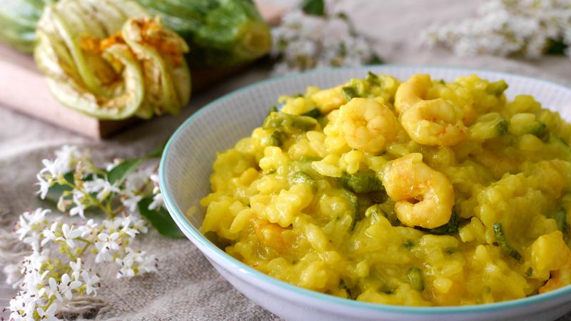 Riso zucchine e gamberetti