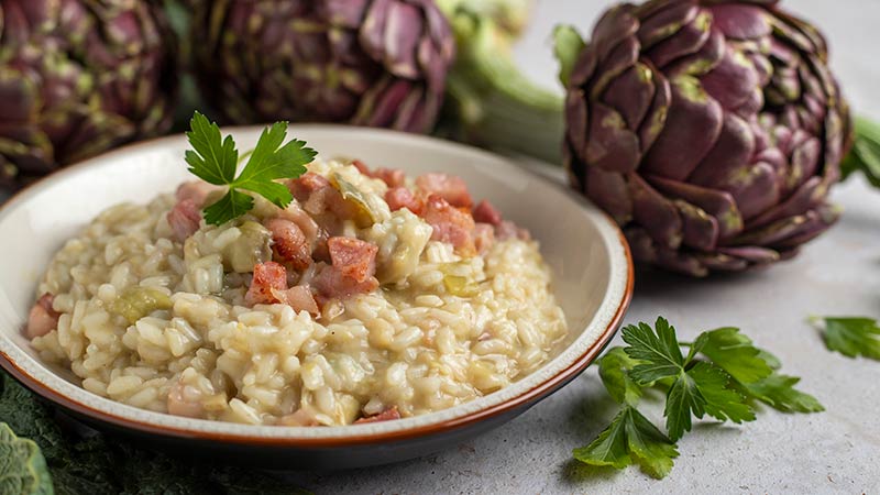 Risotto ai carciofi e pancetta