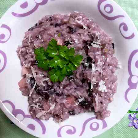 Risotto al radicchio speck e mela