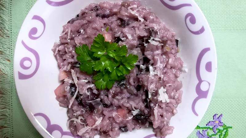 Risotto al radicchio speck e mela