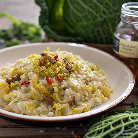 Risotto alla verza e alici