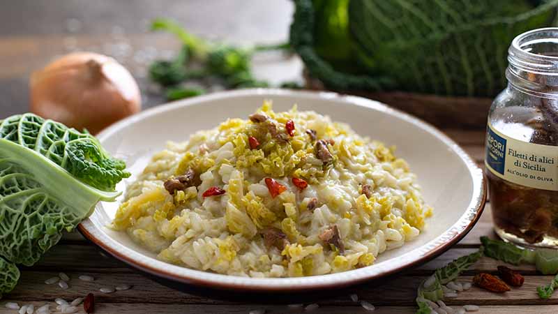 Risotto alla verza e alici