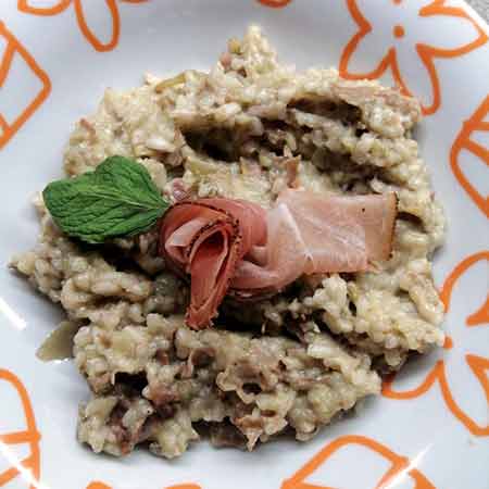 Risotto carciofi e speck