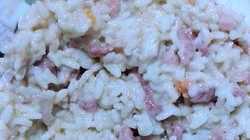 Risotto ceci pancetta e panna