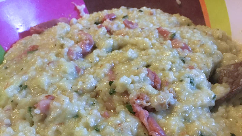 Risotto cipolla zucchine e pancetta