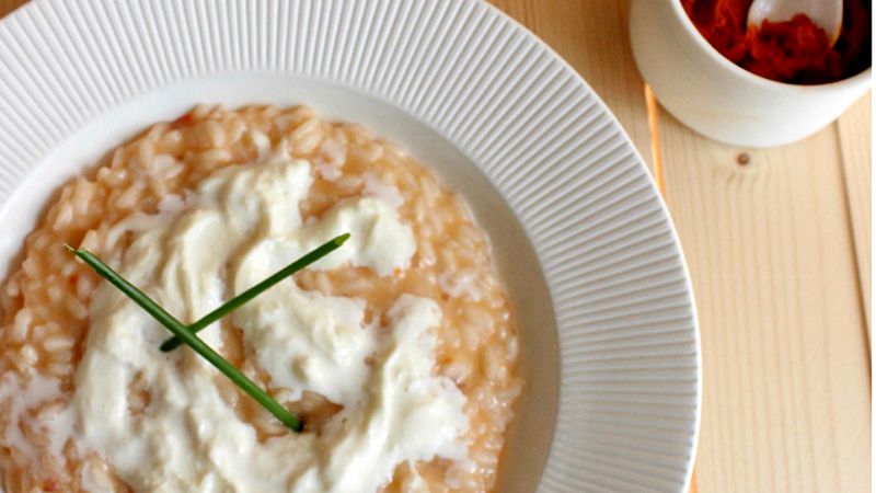 Risotto con ‘nduja e stracciatella di burrata