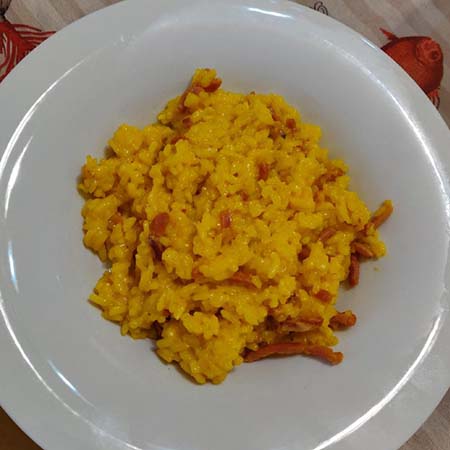 Risotto con speck e zafferano