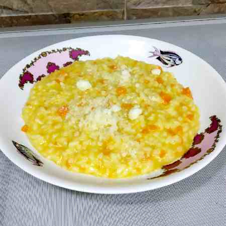 Risotto con zucca, carote e Philadelphia