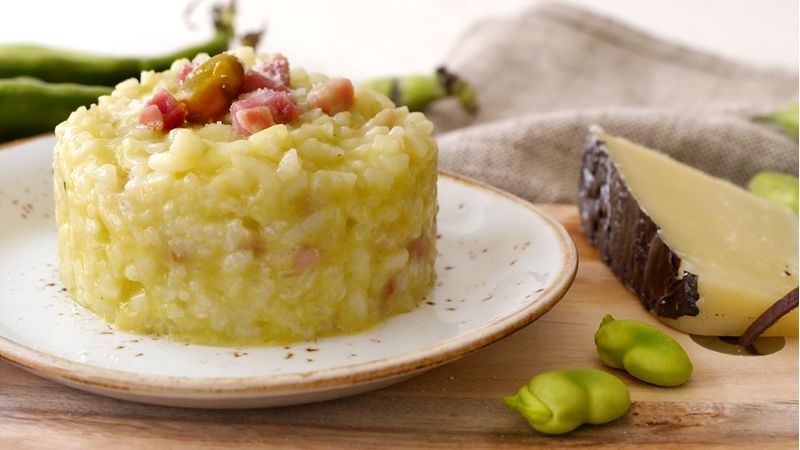 Risotto fave, pancetta e pecorino