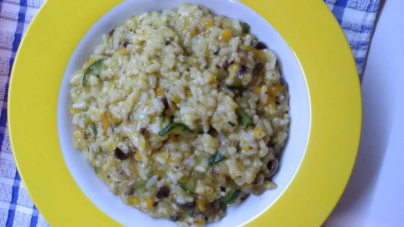 Risotto funghi e zucchine