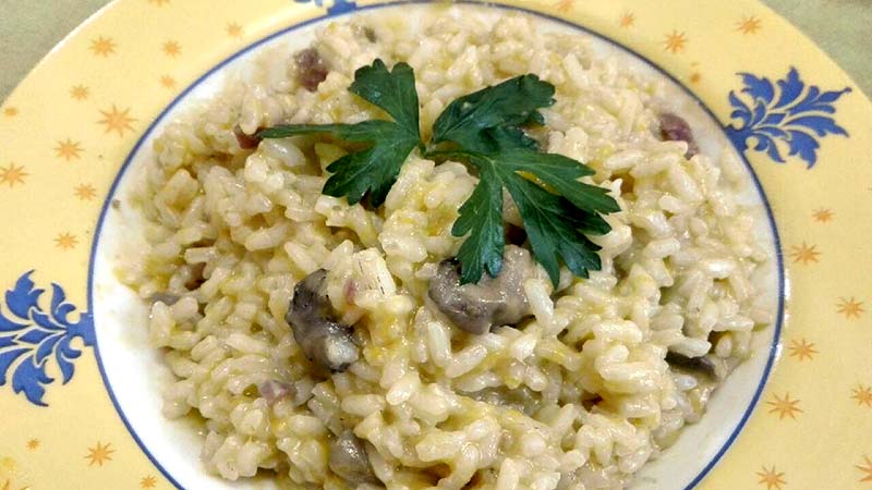 Risotto funghi zucca e pancetta