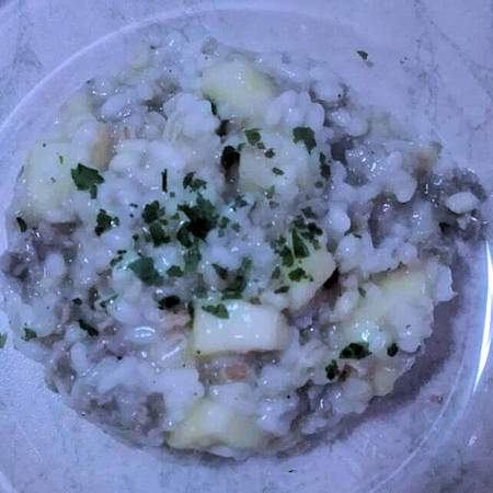 Risotto mele e salsiccia