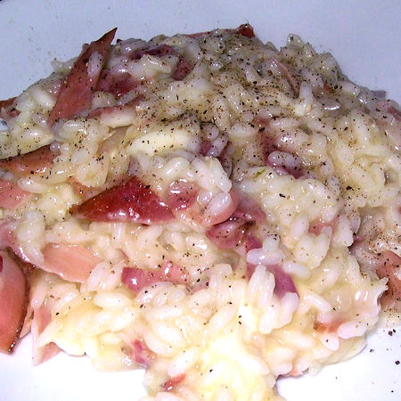 Risotto con scamorza e speck