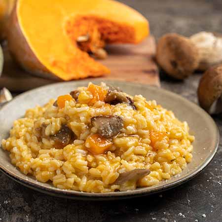 Risotto zucca e funghi porcini