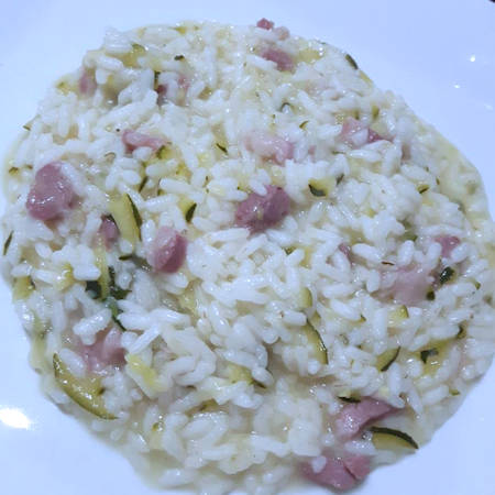 Risotto zucchine e pancetta