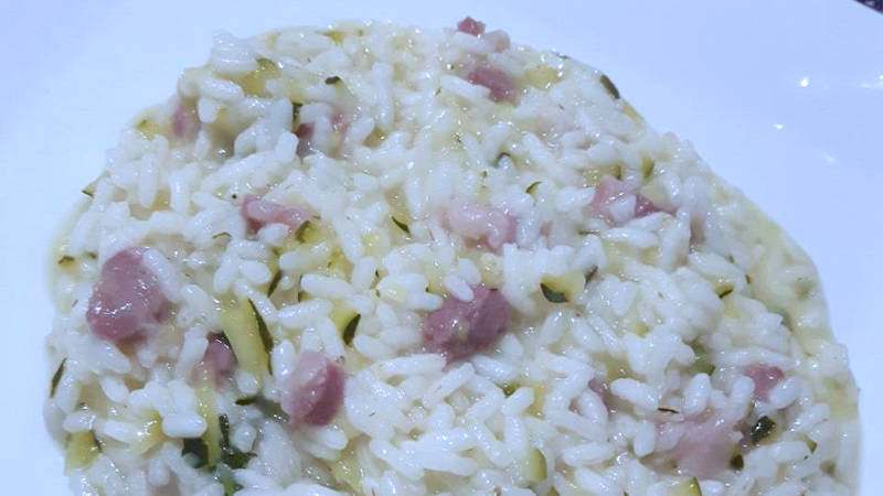 Risotto zucchine e pancetta