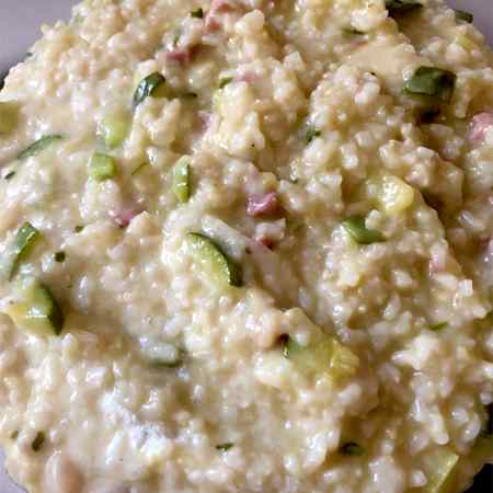 Risotto zucchine pancetta e robiola