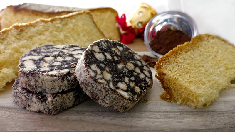 Salame al cioccolato e pandoro